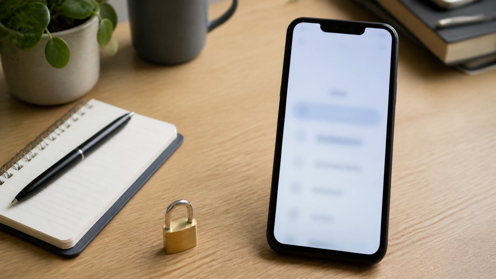 Smartphone en notitieboek voor zorgvuldig omgaan met gezondheidsgegevens